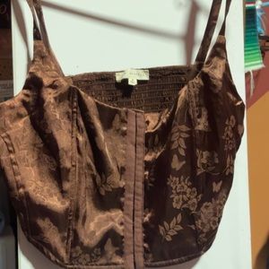 Brown floral print top